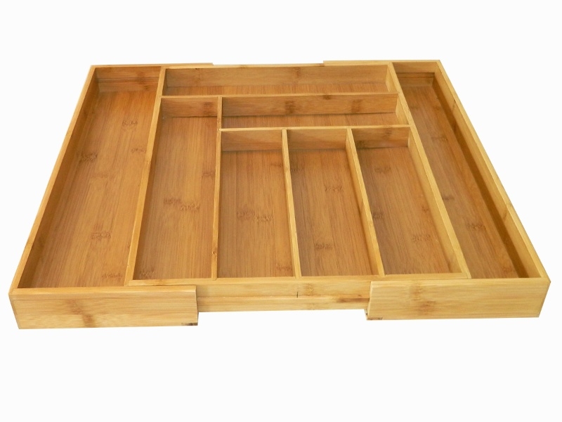 Artisanal 8-Division Expandable Bamboo Drawer Organizer - Sustainable Kitchen & Office Storage